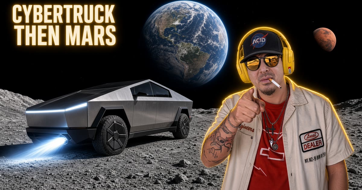 Screenshot of Cybertruck then Mars